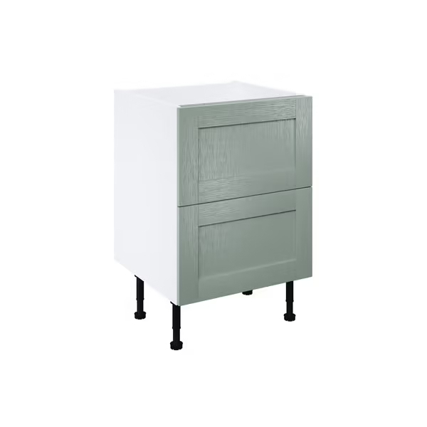Meuble bas _Coline_ vert sauge l.60 x h.72 x p.57 cm 2 casseroliers