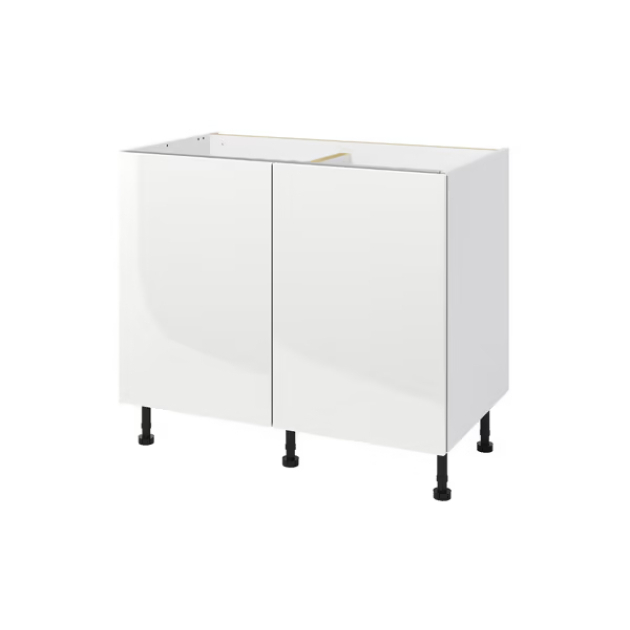 Meuble bas _Dorice_ blanc brillant l.100 x h.72 x p.57 cm 2 portes