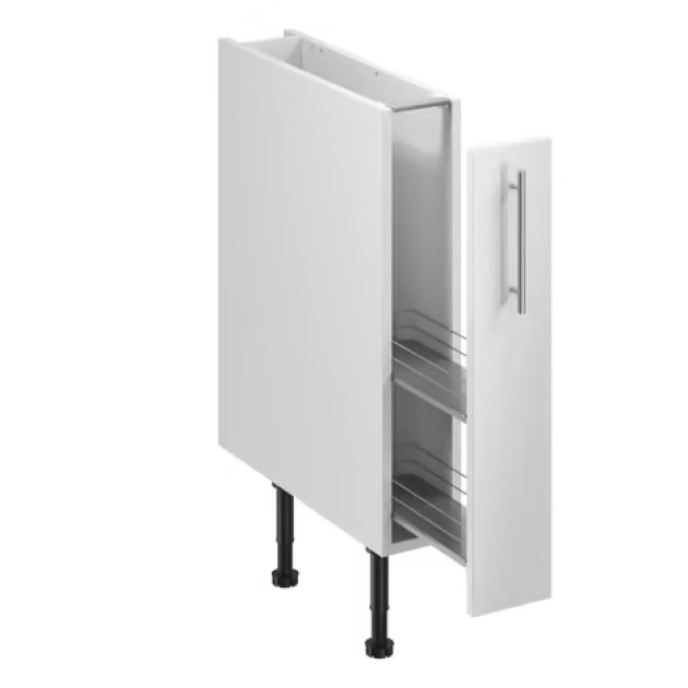Meuble bas _Dorice_ blanc brillant l.15 x h.72 x p.57 cm 1 porte coulissante