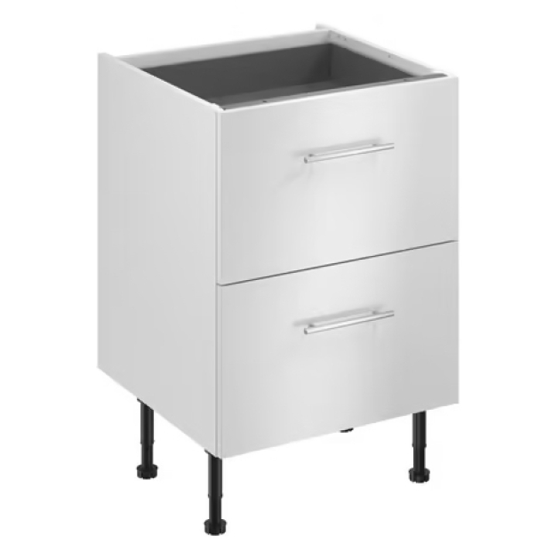 Meuble bas _Dorice_ blanc brillant l.60 x h.72 x p.57 cm 2 casseroliers