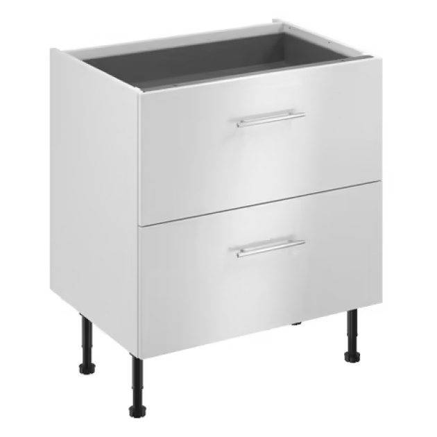 Meuble bas _Dorice_ blanc brillant l.80 x h.72 x p.57 cm 2 casseroliers