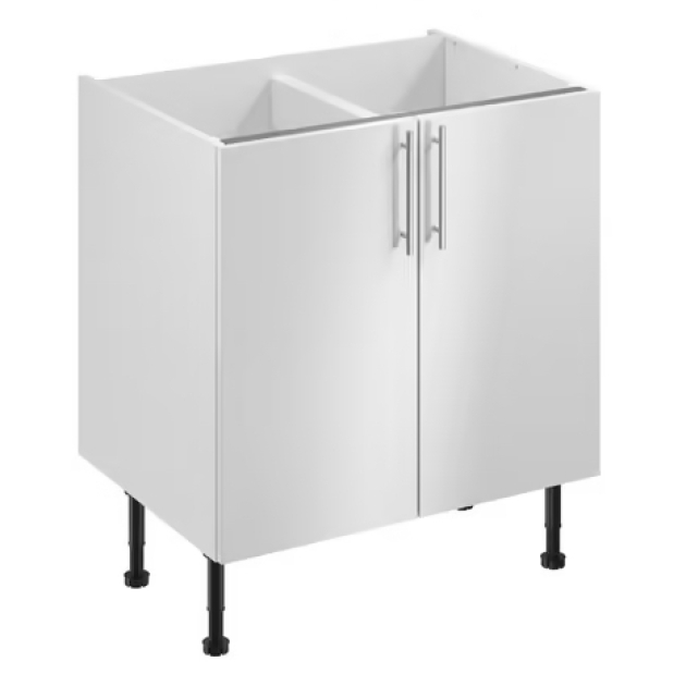 Meuble bas _Dorice_ blanc brillant l.80 x h.72 x p.57 cm 2 portes