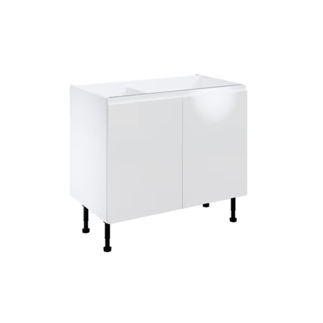 Meuble bas _Glorian_ blanc brillant l.100 x h.72 x p.57 cm 2 portes