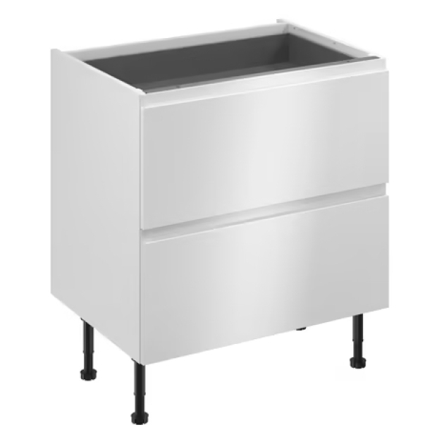 Meuble bas _Glorian_ blanc brillant l.80 x h.72 x p.57 cm 2 casseroliers